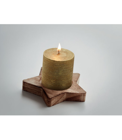 Candle on star wooden base