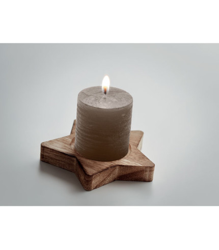 Candle on star wooden base